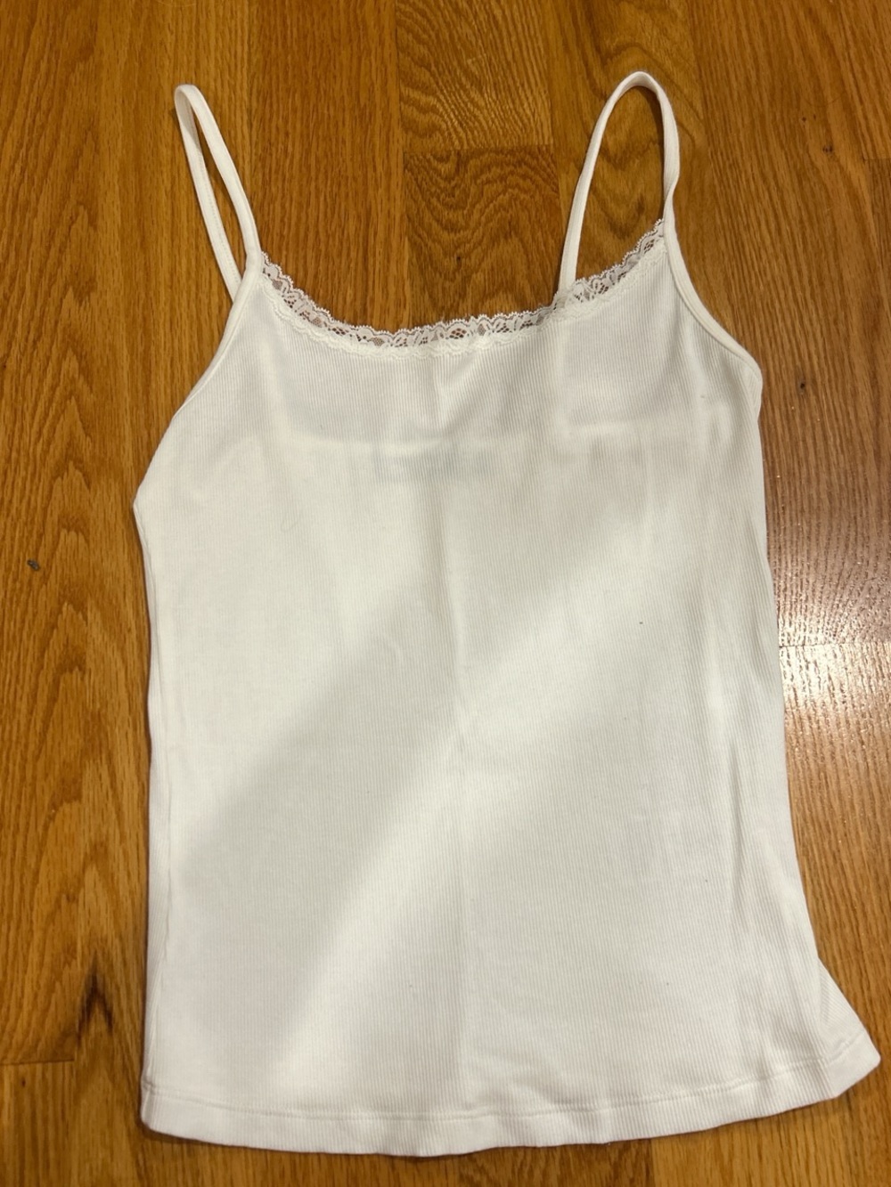 Lace-Trim White Cami Tank Top